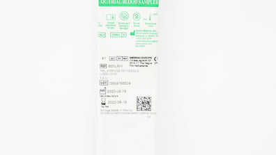 Vyaire 601LRH Reduced Heparin Arterial Blood Sampler 1ml Syringe Ndle Luer Lock (x)